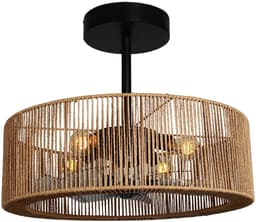 Plafondventilator met verlichting | 50 cm | plafond ventilatoren | 3 lichts | LED | zwart bruin transparant | kunststof rotan | moderne functionele design verlichting — thumbnail 1