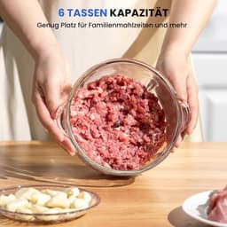 Elektrische hakmolen - Keukenmachine mini - Snel ingrediënten snijden - Glazen kom - 16x19x29 cm - Zilver — thumbnail 2