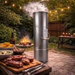 Eurocatch Telescopische Rookoven Rond 101 cm - Verzinkt Metalen Rookton - Rookkast voor Buiten met Thermometer en 10 Rookhaken - Extra Rookmot & Gasbrander voor eenvoudig aansteken — thumbnail 5