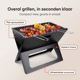 Lomera Opvouwbare Barbecue - Draagbare Houtskool BBQ - Camping Barbecue - Houtskool Grill - Inklapbaar - Picknick Barbecue - Strand Barbecue - Festival BBQ - Tafelbarbecue - Meeneem Barbecue - Houtskoolbarbecue - Park Barbecue — thumbnail 3