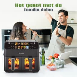 Dubbele Airfryer 901A XXL 10L - Digitale Airfryer 2×5L - 2000W - 10 Programma’s - Smart Finish & Match Cook - 80–200°C Instelbaar - Makkelijk te Reinigen – Capaciteit voor 5 Personen — thumbnail 4