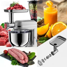 Keukenmachine - Mixer Robot - Thuis Bakken - Inclusief Vleesmolen - 5.5 Liter - Zilver — thumbnail 4