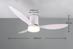 Fantiluxe - Magnus - Plafondventilator met verlichting - Wit - Ø132cm - Afstandsbediening - Met lamp - Plafond ventilator - Slaapkamer — thumbnail 2