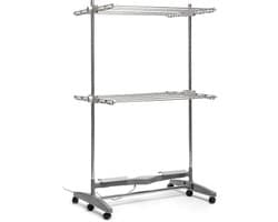 InnovaGoods - Electric Drying Rack 24W with Natural Airflow, 12 Rods, Foldable and Adjustable, Space Saving, Energy Efficient, Movable with Wheels, Grey