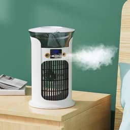 VHV-Draagbare Mini Aircooler - USB Bureau Ventilator met 3 Snelheden - Kleine Mobiele Luchtkoeler voor Slaapkamer en Kantoor - Persoonlijke Desktop Cooling Fan met 7 LED Verlichting — thumbnail 2