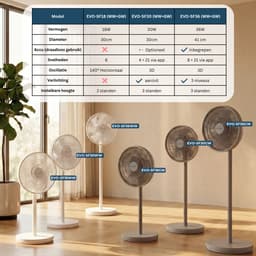 Evolar Smart Ventilator Staand - 30W - Incl. Accu - Statiefventilator - Ambient Light - WiFi - App & Afstandsbediening - EVO-SF30WW — thumbnail 5