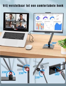 AHD® Professionele Portable Monitor - USB-C - 15.6 Inch - Draagbare Monitor - Portable Monitor Voor Laptop - Zwart - 1cm x 36cm x 22cm — thumbnail 2