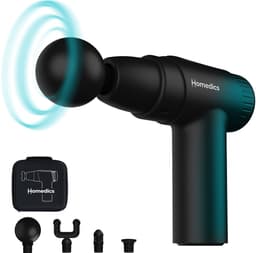 HoMedics Novo Draadloze Mini Massage Gun - Lichtgewicht Design - 6 Intensiteitsinstellingen - 1400 tot 2800 RPM - 4 Opzetstukken - 3 uur Batterijduur - USB C - Massagegun Om Spierpijn Te Verlichten - PGM45BK - Zwart — thumbnail 1