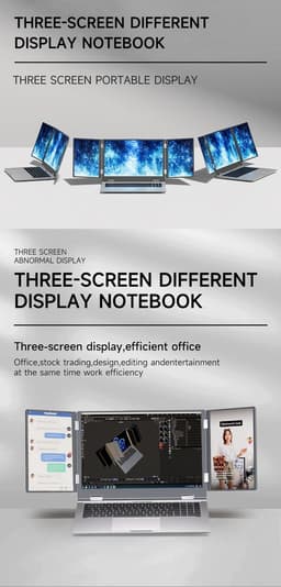 16" + 10.5" + 10.5" Triple-Screen Laptop, Intel Core i7-1260P, 32GB DDR4, 1TB SSD, Iris Xe Graphics, Vingerafdruk & Gezichtsherkenning, WiFi 6, BT 5.2, Windows 11 — thumbnail 4