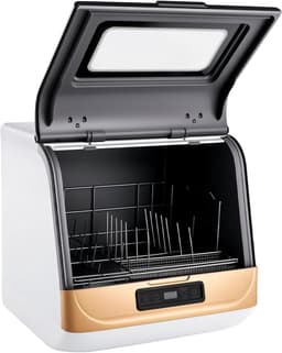 Draagbare Vaatwasser - Mini Afwasmachine - Keuken Gemak - Stoom Reiniging - 4-6 Couverts - Goud Wit — thumbnail 1