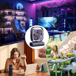 Tafelventilator - StilleStatiefventilator - Vloerventilator - Zomerkoeling- Draagbare Ventilator Sterke Koeling - Oplaadbaar & Verstelbare Hoek - voor Thuis, Slaapkamer, Studentenkamer, Kamperen - Wit - 1 Stuk — thumbnail 4