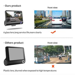 Dailygoods - Dailygoody Dash Cam 1080P Groothoek 4 Inch Nachtzicht Bewegingsdetectie Auto Recorder Voor en Achter — thumbnail 2