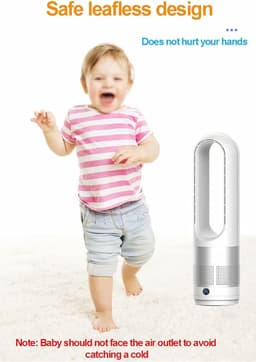 Bladloze Torenventilator - Stille Ventilator - Verkoeling in Huis - Afstandsbediening & Timer - 18 inch - Wit/Zilver — thumbnail 1