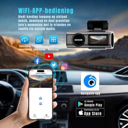 KAD® Dual Dashcam voor Auto - 4k Dashcam - Draadloos met Wi-Fi & App - Zwart - ‎ 4cm x 10cm x 5cm — thumbnail 5