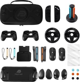PlayCool 23-in-1 Accessoirebundel voor Nintendo Switch 2 – Beschermhoes, Screenprotectors, Thumb Grips, Joy-Con Siliconen Covers, Stuurset, Controller Grips, Oplaadstation, Playstand & Game Muisset — thumbnail 1