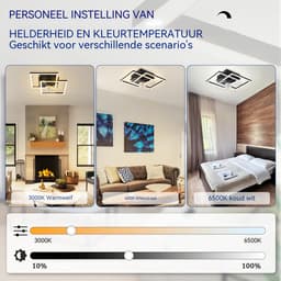 Glitzerlife - Plafond ventilator met verlichting - Stille plafondventilator - Dimbaar 3000-6500K - Nachtlichtmodus - Timerfunctie - Modern Metaal PC Ø34cm - Zwart — thumbnail 4