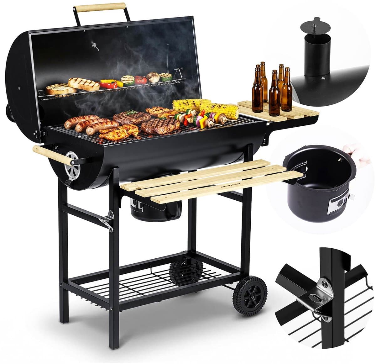 Berdsen BD-895 Serie - Houtskoolbarbecue - Met Thermometer - Met Popielnik - Zwarte Kleur — afbeelding 1