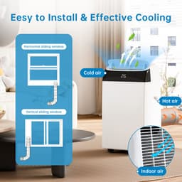 Mobiele airco 12000 BTU 4-in-1 – 45L/dag – Follow-me modus – Tot 51 m² – Stil <53 dB – Afstandsbediening – 24U timer – Slang inbegrepen — thumbnail 3