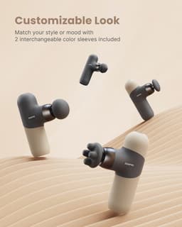 Mini massagepistool met warmte voor diepe weefselmassages - Draagbare percussiemassager met 4 intensiteiten en 4 hoofden — thumbnail 3