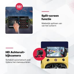 Boscer Autoradio - Geschikt voor Fiat 500 2007-2015 - Android 15 - Apple Carplay & Android Auto (Draadloos) - 4+64GB - 9 Inch HD IPS Touchscreen - GPS, WIFi, Bluetooth, USB, MP5 - Zwart - Achteruitrijcamera & Microfoon — thumbnail 4