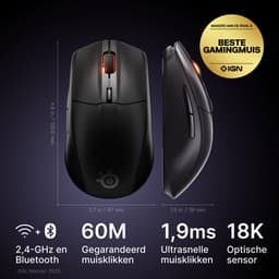SteelSeries Rival 3 Wireless Gen 2 Draadloze Gamingmuis - Zwart - 2.4Ghz & Bluetooth - 18.000 DPI - 200 uur accu — thumbnail 2