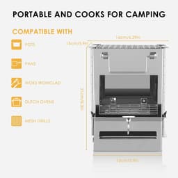 Campingkooktoestel & Mini Houtskoolbarbecue – Inklapbare RVS Houtkachel met Draagtas | Compact & Lichtgewicht voor Backpacking, Wandelen & Kamperen — thumbnail 4