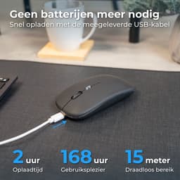 Nuvance Draadloze Muis - Bluetooth - Stil - Laptop & Gaming - Draadloos - Computermuis - Links & Rechtshandig - Zwart — thumbnail 3