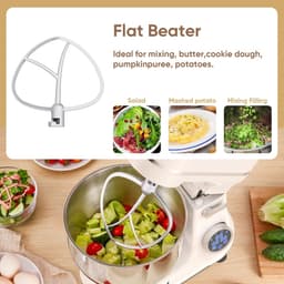 Keukenmixer - Keukenmachine - Foodprocessor - Keukenrobot - 1200W - OLED Touchscreen – 11 Snelheden – 5L RVS Mengkom – Elektrische Foodmixer - Wit — thumbnail 2