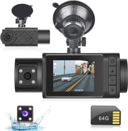 Dashcam 3 kanalen met 1296P video, IR-nachtzicht, G-sensor en parkeermonitor voor auto — thumbnail 1