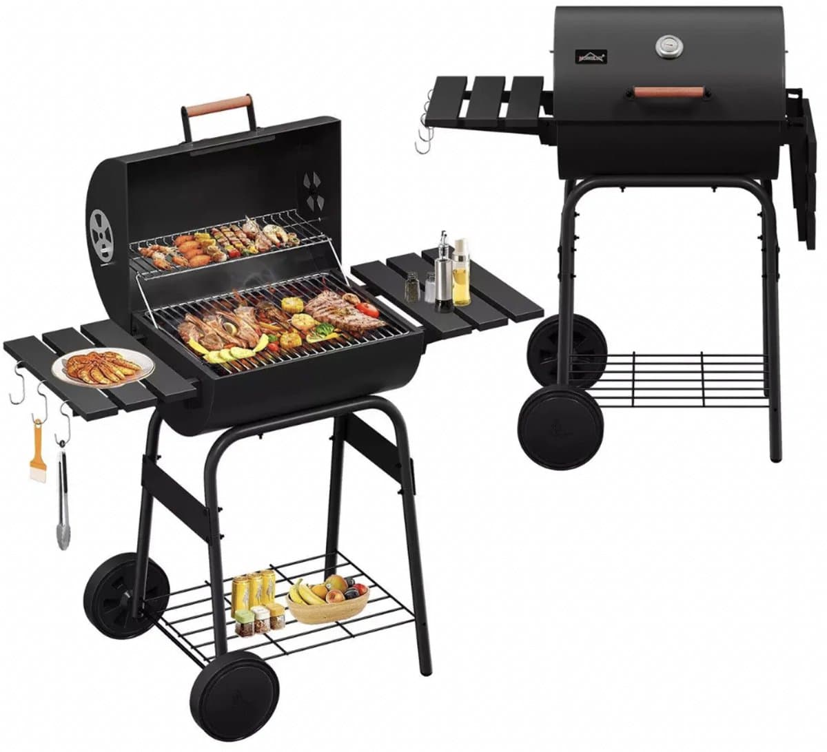 Houtskool BBQ - Smoker - Barbecues - Grill wagen met thermometer - Stevig - EU gecertificeerd - Zwart — afbeelding 1