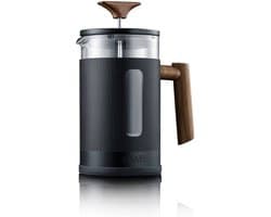 Graef Cafetière 800 ml. Glazen kan met zwart metaal en houten details