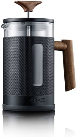 Graef Cafetière 800 ml. Glazen kan met zwart metaal en houten details — thumbnail 1