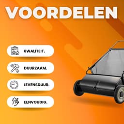 Handmatige hark grasmaaier PRO - Snel bladeren en takken verzamelen - Handmatig Grasmaaier - 66cm Veegbreedte - 198L Capaciteit — thumbnail 2