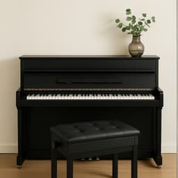 Pianokruk Verstelbaar in Hoogte met Opbergruimte - Piano Stoel - Pianobank - Klassiek Voeten Bankje - Kruk - Zwart - Hout en Vegan Leer - Hoogte 48 tot 58 cm — thumbnail 4