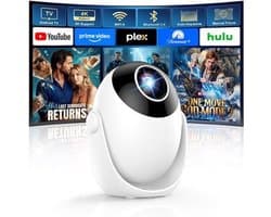 Mini Beamer Wit - Ingebouwde Apps - 4K Ondersteuning - LED Display - HDMI USB Wi-Fi Bluetooth - Voor Thuisbioscoop