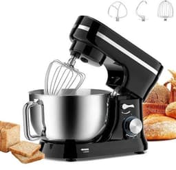 Keukenmixer - Keukenmachine - Foodprocessor - Keukenrobot - 1000W – 8 Snelheden – 4.5L Roestvrijstalen Kom – Elektrische Foodmixer - Zilver — thumbnail 2