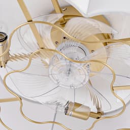 DESMIU Plafondventilator – Appbediening – 50 x 50 x 20 cm – Stof En Kunststof – Goud Wit – Verlichting Met Zes Snelheden — thumbnail 5