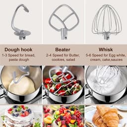 Keukenmachine Zwart - 6 Liter Inhoud - 220 Volt Vermogen - Compacte Standmixer - Automatische Deegmixer — thumbnail 3