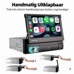 ESSGOO autoradio 1 din - Apple CarPlay & Android Auto (draadloos) - 7" HD touchscreen handmatig opvouwbaar scherm - Android 16, 2+32GB - GPS, wifi, USB, AUX — thumbnail 5
