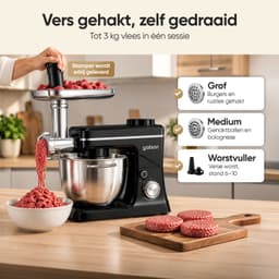 Gatson Multifunctionele Keukenmachine - Blender, Vleesmolen, Koekjesmaker & Groentesnijder - Keukenmixer - Keukenrobot - Foodprocessor - Mixer Met Mengkom — thumbnail 5