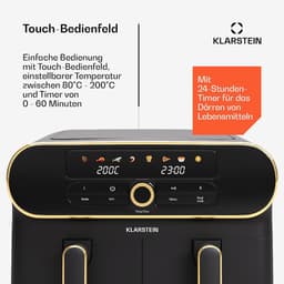 Heteluchtfriteuse - Airfryer Olievrij - Gezond Koken - Twee Compartimenten - 11 Liter - Zwart Goud — thumbnail 5