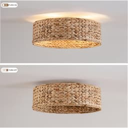 Plafondventilator met Verlichting 50x50x20 cm – Ventilatorlamp met LED-Verlichting – Minimalistisch – Rotan – Voor Slaapkamer – Koper — thumbnail 1