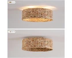 Plafondventilator met Verlichting 50x50x20 cm – Ventilatorlamp met LED-Verlichting – Minimalistisch – Rotan – Voor Slaapkamer – Koper