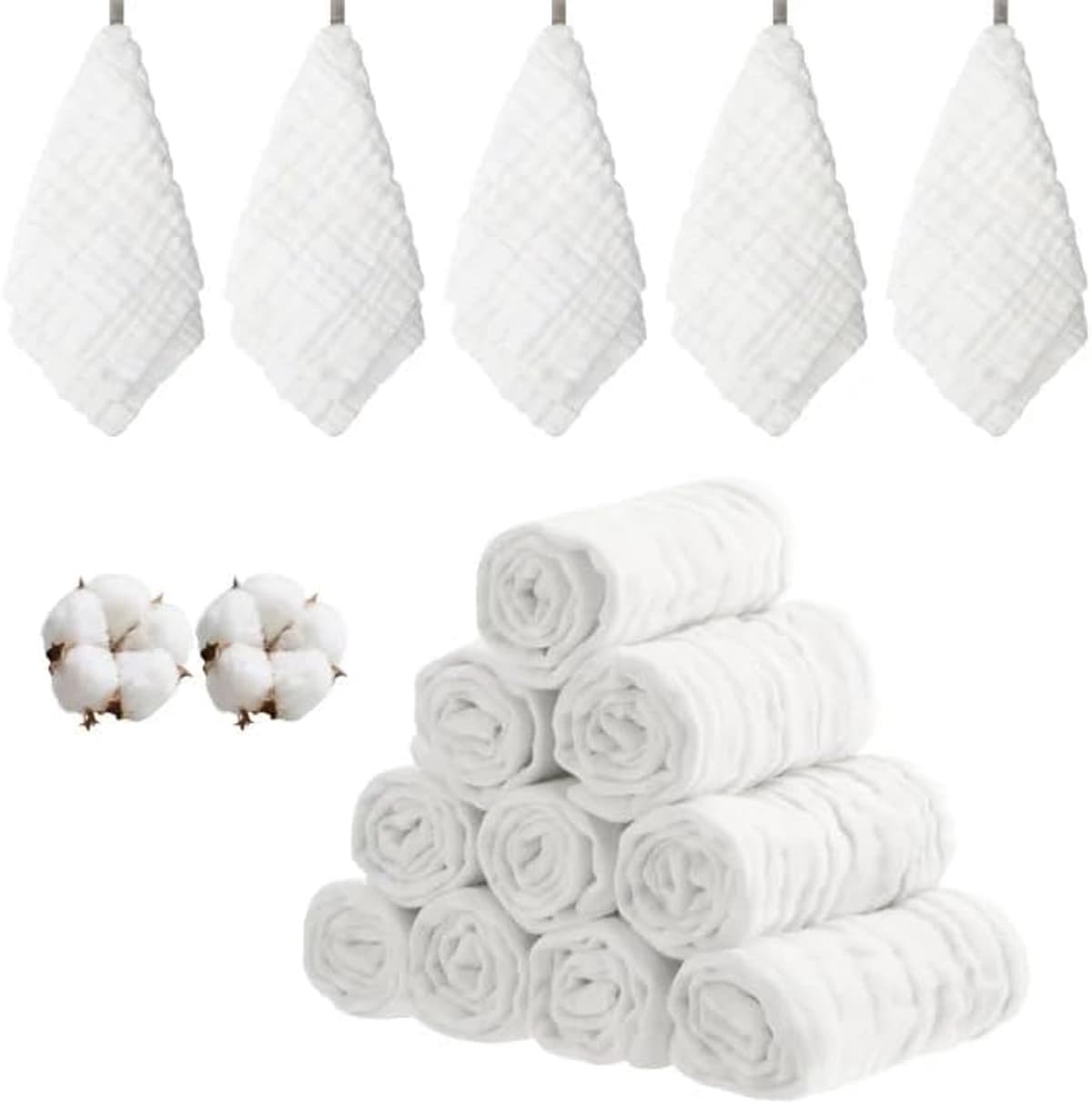 10 Musselintjes baby 100% katoen 25x50 cm — afbeelding 1