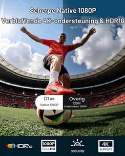 Draagbare Beamer Enige Uitvoering - 1080P Native Resolutie - LCD Scherm - Wit - Voor Thuisbioscoop En Gaming — thumbnail 3
