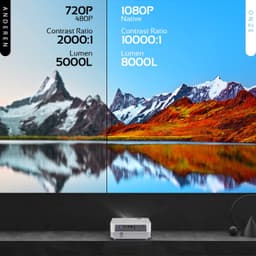 Beamer Draagbaar - 1920 x 1080 Full HD WiFi Bluetooth - 8000 Lumen LCD LED - Voor Thuisbioscoop En Entertainment — thumbnail 4