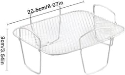 Luchtfriteuse Accessoire Frame, 304 Staal Voedselgrill met Droogfunctie voor Vlees en Fruit, Stoomgrill Compatibel met Luchtfriteuses, 20,5 x 20,5 x 9 cm — thumbnail 2