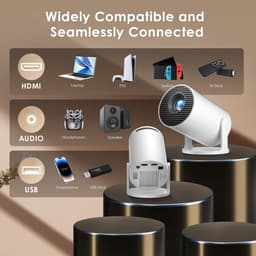 Mini-beamer, 4K ondersteunt Smart Projector, Android 14.0, Videoprojector, Draagbaar, met wifi 6 en Bluetooth 5.4, auto, Keystone, Kleine Mobiele Telefoon Beamer, Thuisbioscoop Outdoor — thumbnail 5