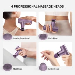 SnelShoppen - Mini Massage Gun 11cm, Draagbare Muscle Massage Gun met 4 Massagekoppen, Lichtgewicht en Compact voor Dagelijks Gebruik, Type C Opladen, — thumbnail 3
