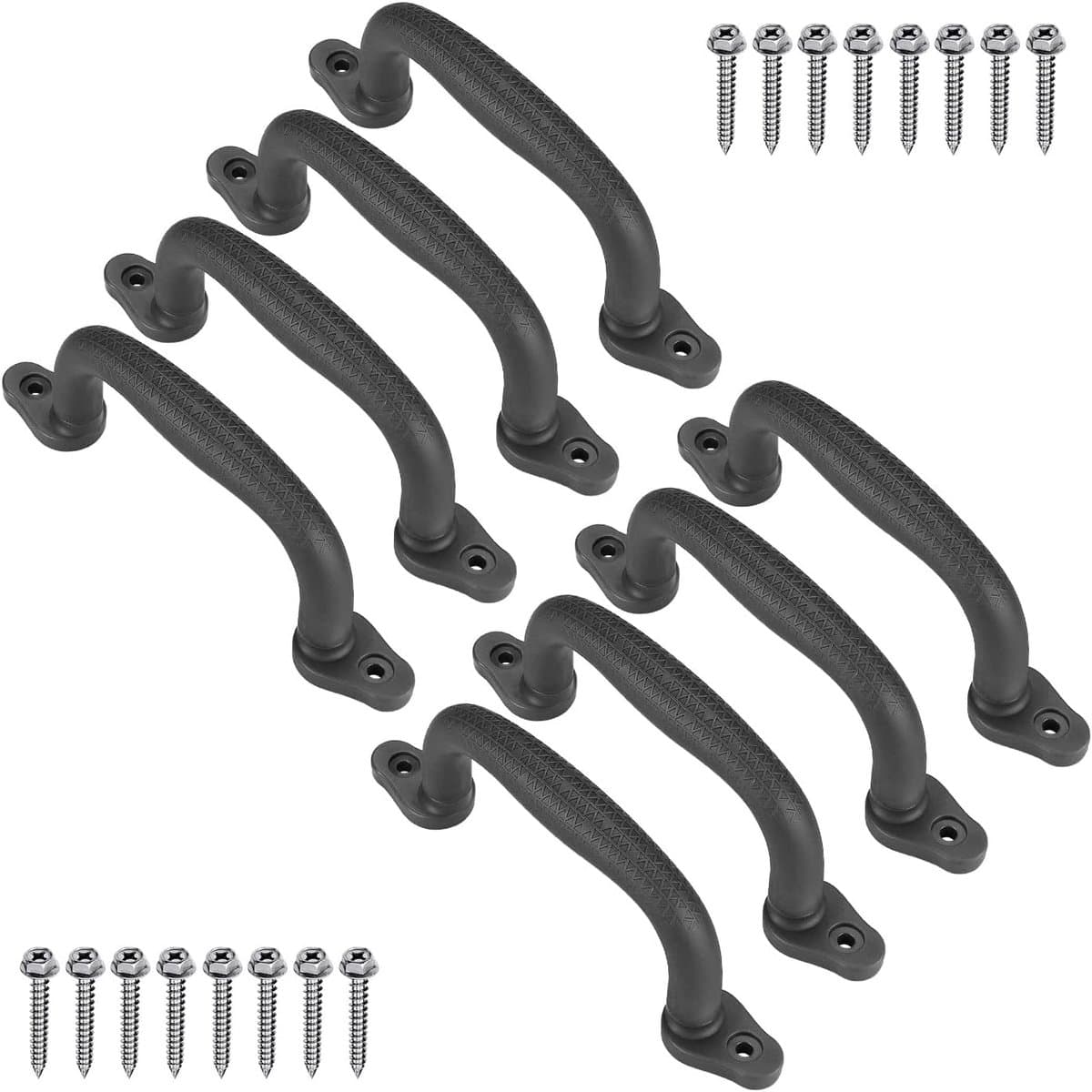 8 stuks klimhandgrepen, 18 cm antislip solide speeltuin handgrepen klimframe grijper voor schommel set/speelset/speelhuis/speelpark/binnen buiten aap bars/boomhut/stapelbed, zwart — afbeelding 1